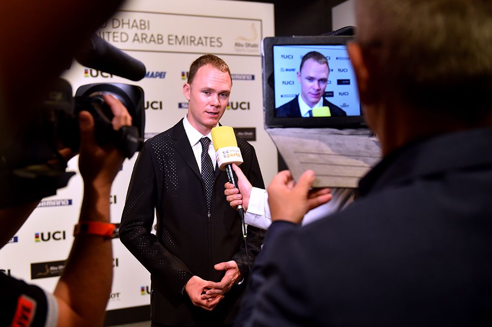 Chris Froome mid-interview