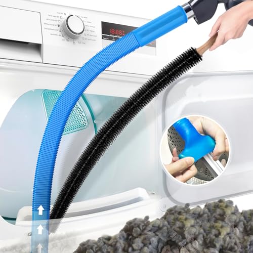 Petode 2 Pieces Dryer Vent Cleaner Kit Compatible With All Vacuum Cleaner, Dryer Lint Brush and Vacuum Hose Attachment With Stretch Universal Connector, Quickly Lint Remover