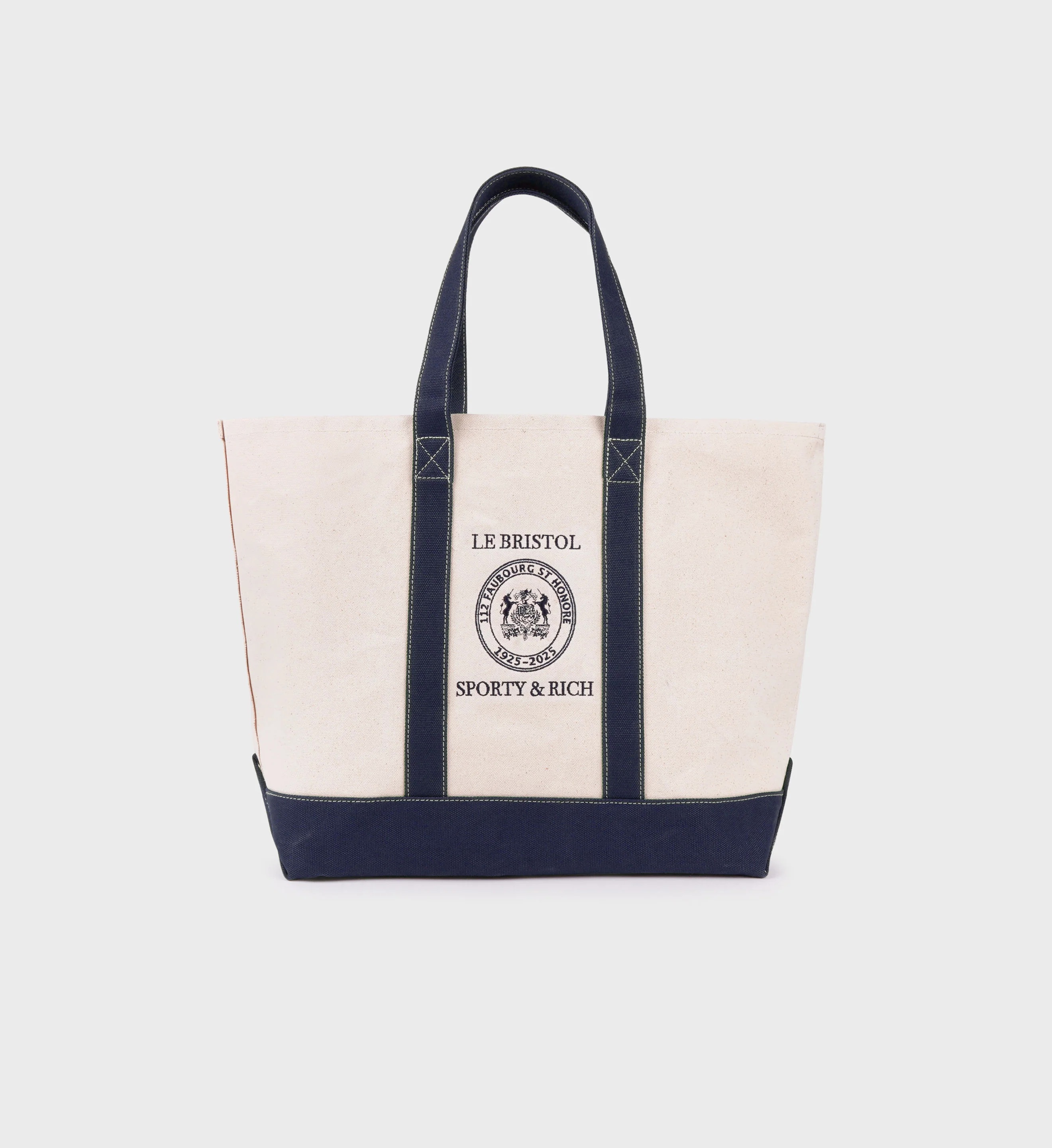Sporty & Rich, Crest Seal Tote Bag - Natural/navy
