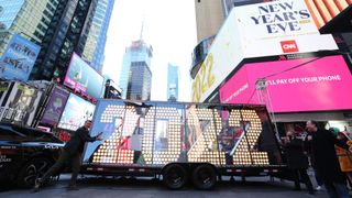 2022 New Year's Eve numerals arrive in Times Square on December 20, 2021 in New York City