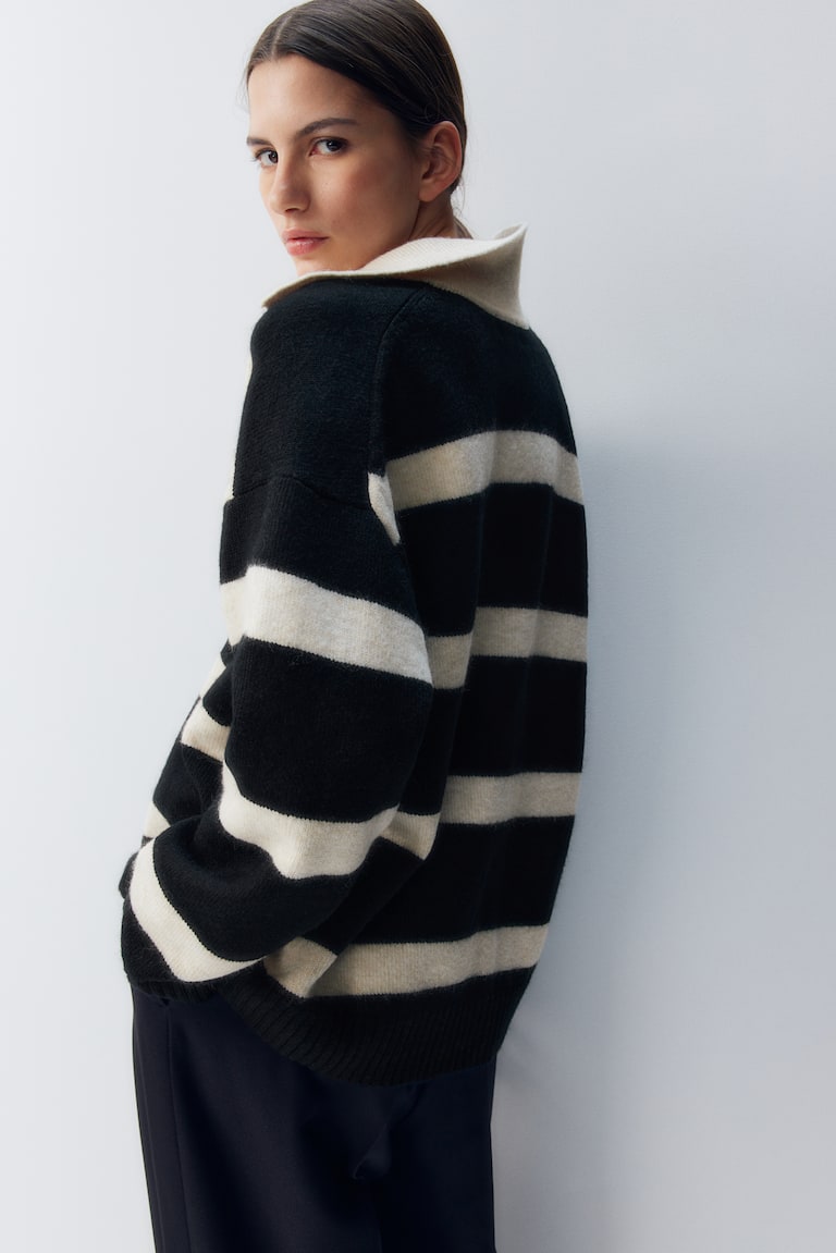 Fine-Knit Collared Jumper