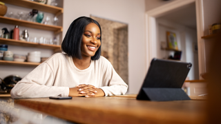 Woman speaking on video call