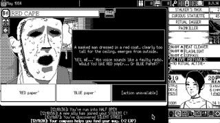Screenshot from World of Horror showing text choices and decisions