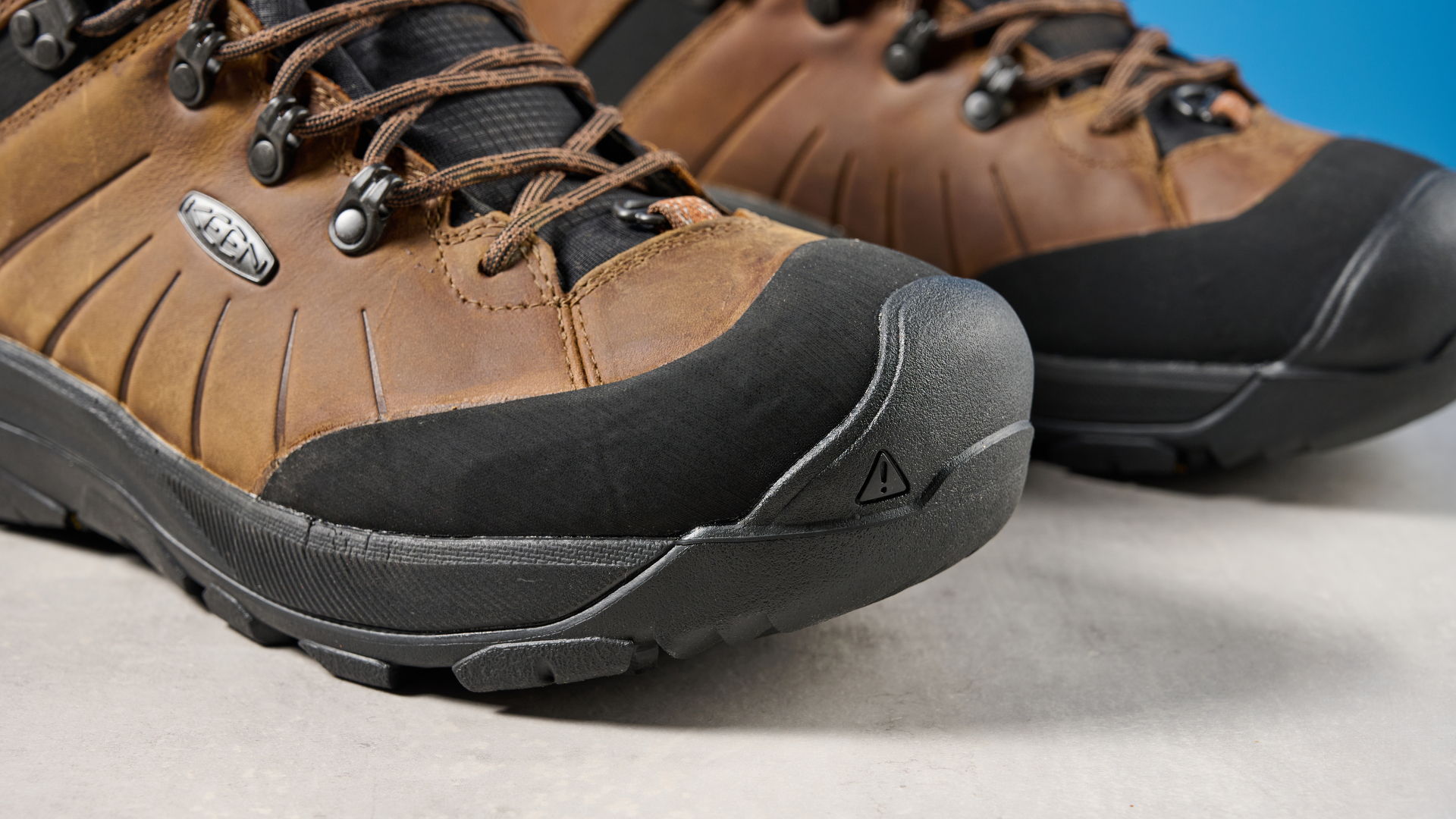 The Keen Revel IV toe protection on a stone surface