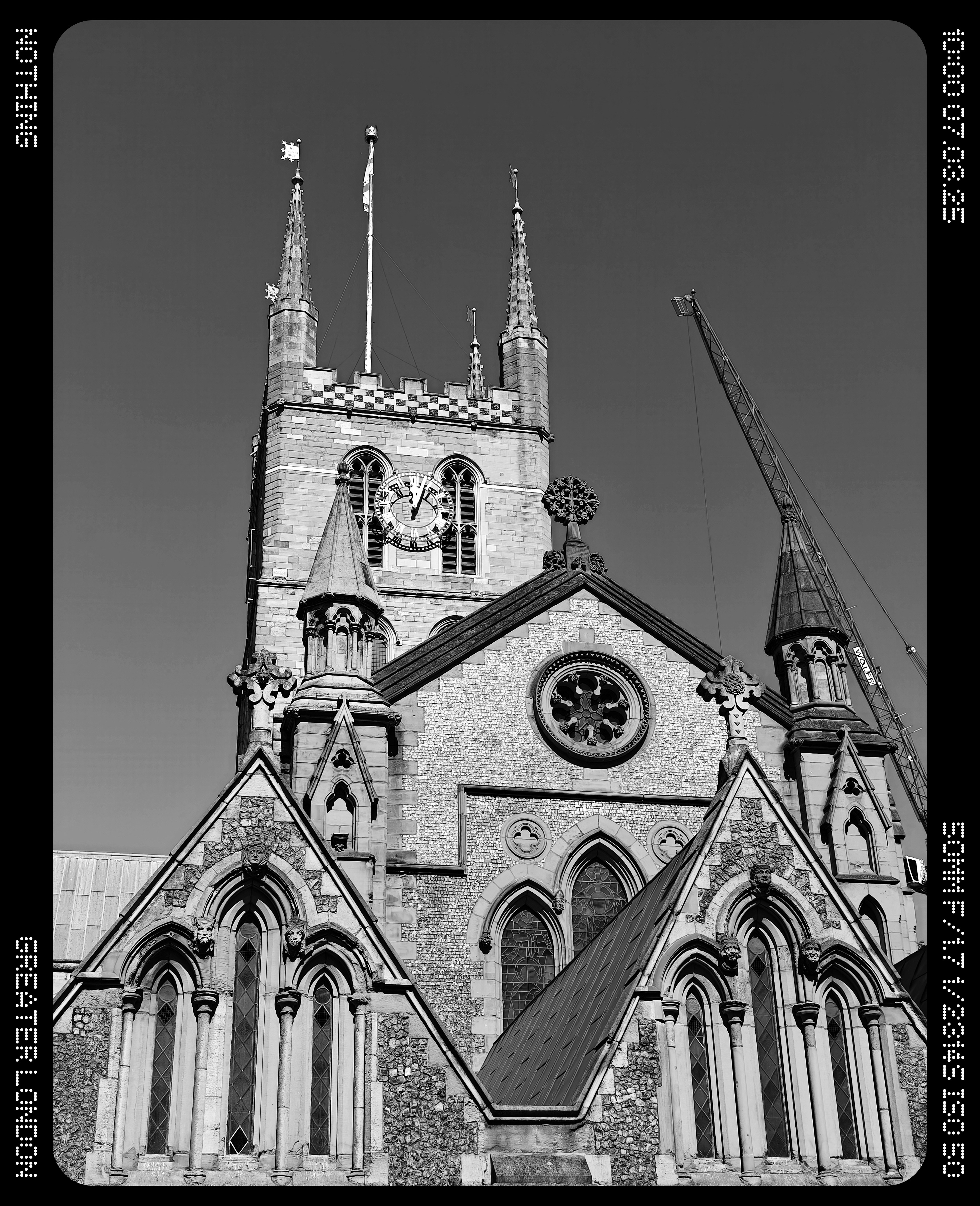 Church spires rising in front of a clear sky