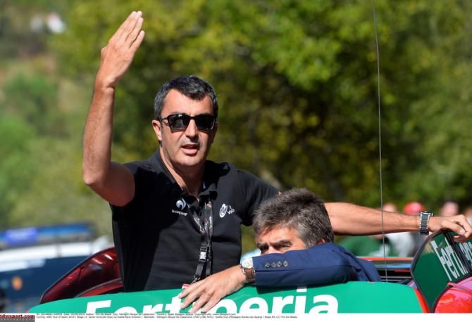 Race director Javier Guillen pops his out of the number one car