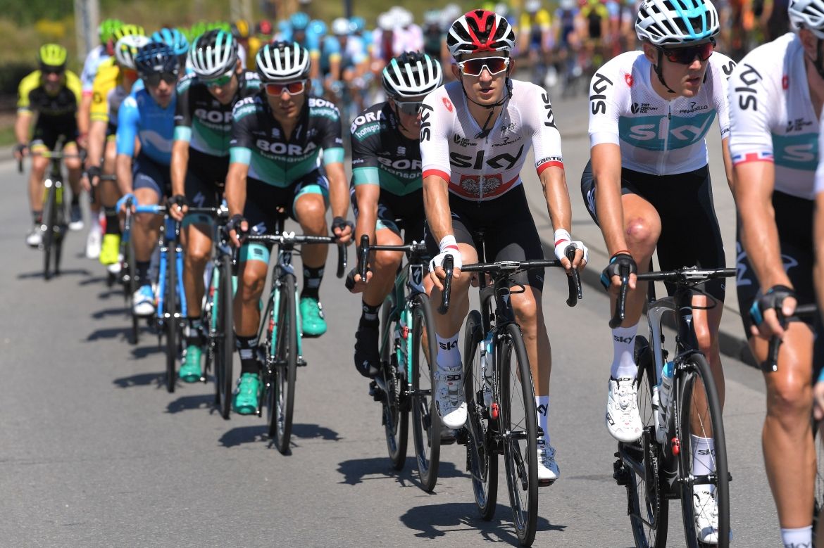 Michal Kwiatkowski sits in the peloton