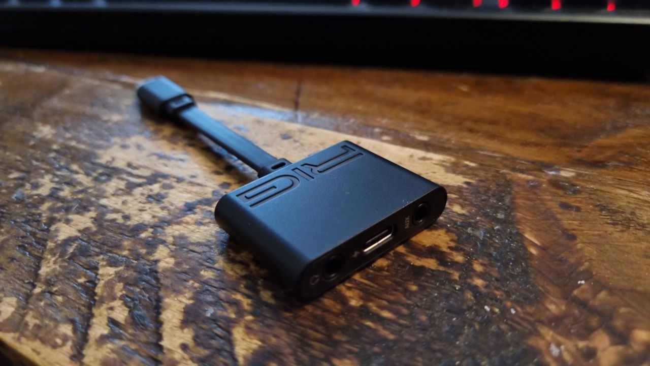 Various shots of the Rig R5 Spear Max HD gaming headset and its included USB Type-C DAC