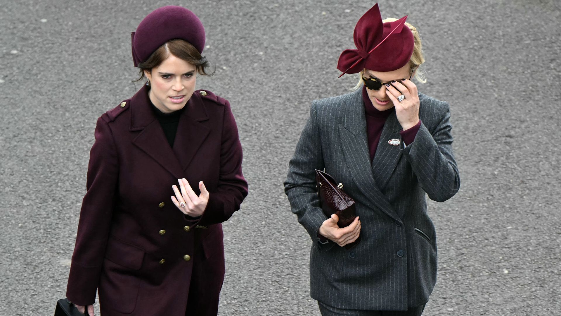 Zara Tindall and Princess Eugenie twin in maroon at Cheltenham | Woman ...