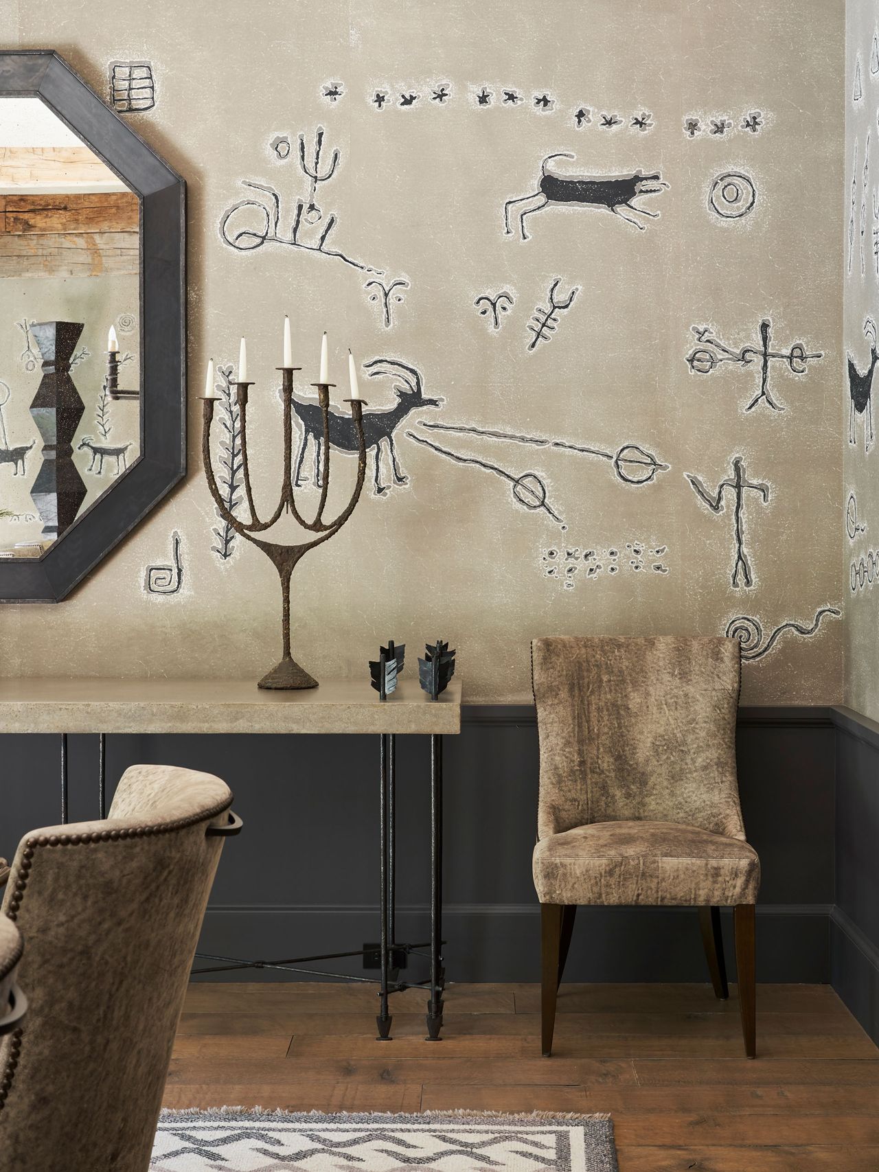 Cave drawings on wall