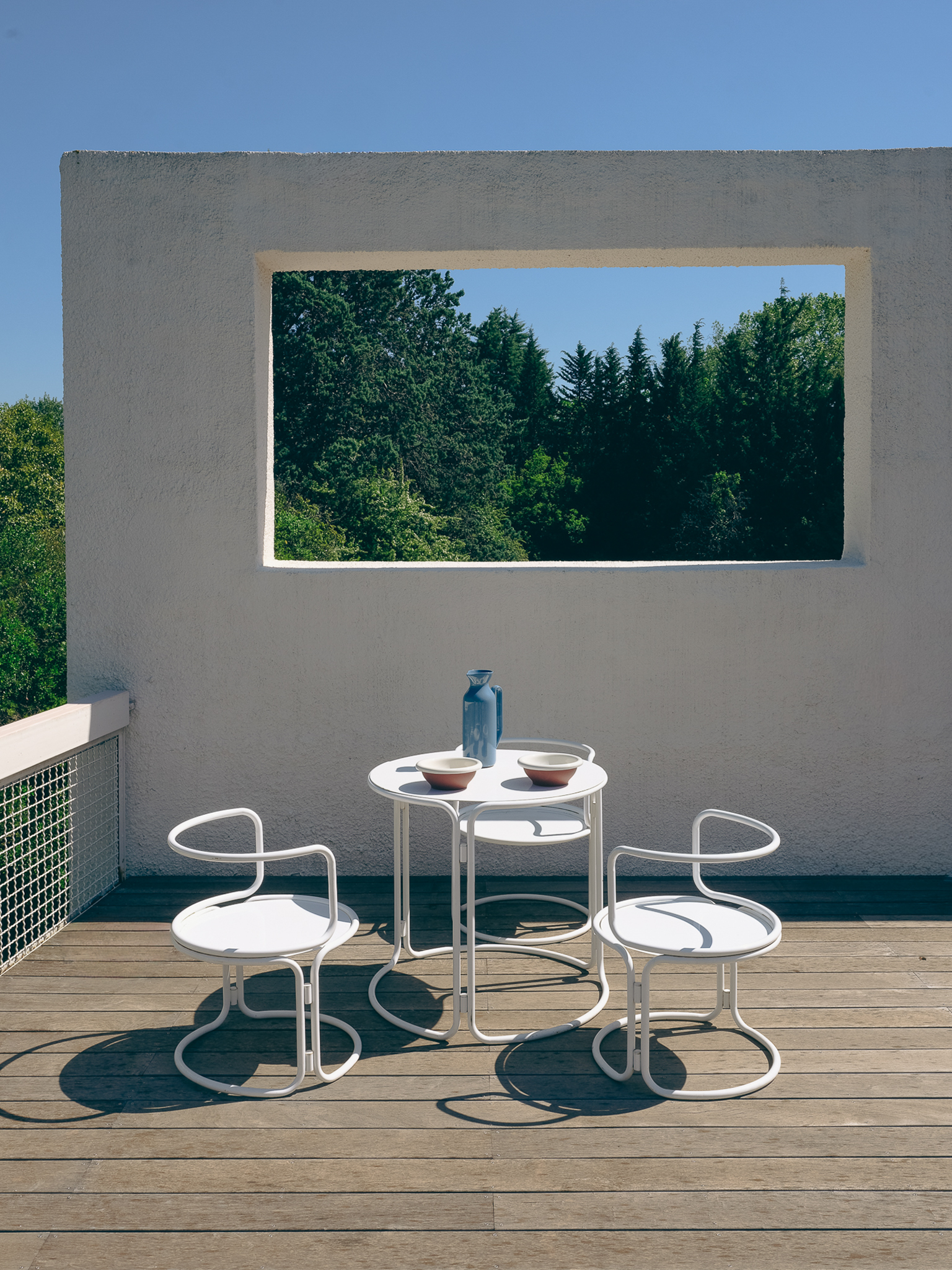 view of the interior of a modernist house with a minimal interior located in arles france