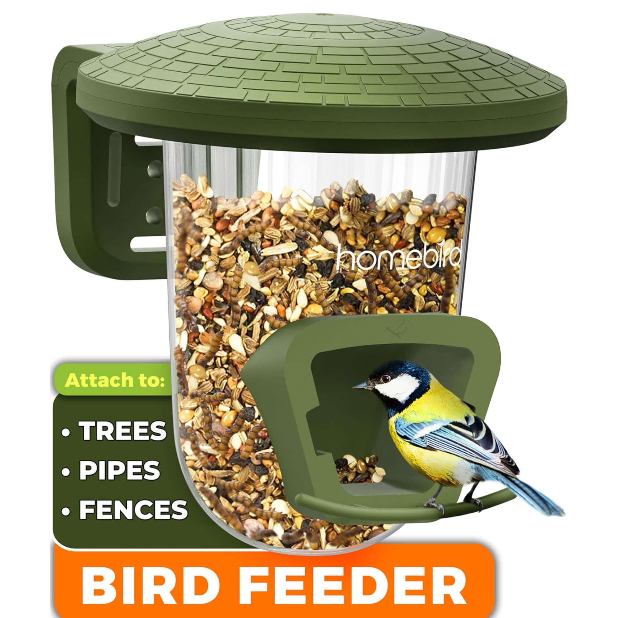 Outdoor Bird Feeders for Small Birds - No Mess Bird Seed Feeder for Fences, Walls, Trees and Balcony &amp;ndash; Perchpod for Wild Birds - Uk Designed - Perfect Present for Bird Lovers