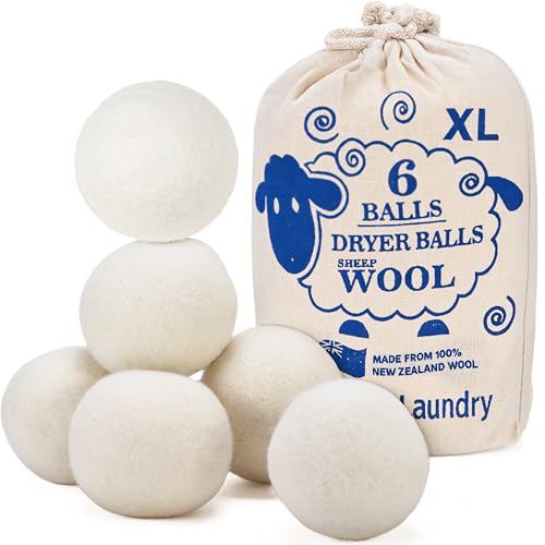 Handy Laundry Wool Dryer Balls - Natural Fabric Softener, Reusable, Reduces Clothing Wrinkles &amp;amp; Saves Drying Time. Better Alternative to Plastic Balls and Liquid Softener. (pack of 6)