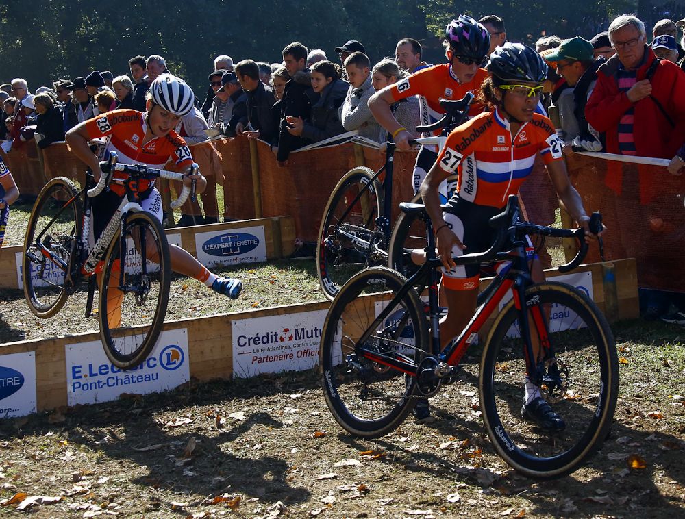 Dutch riders take the barriers during the European championships