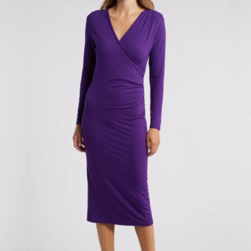 purple midi dress