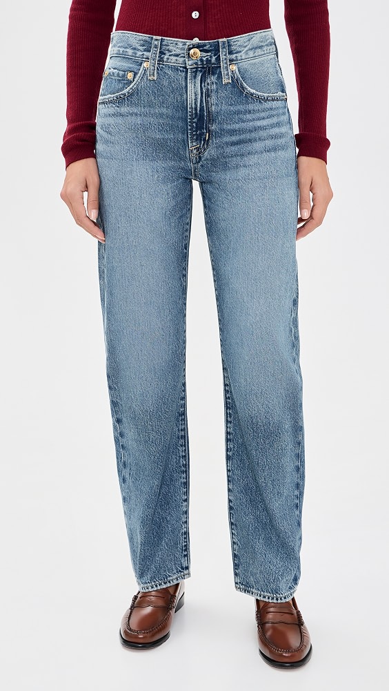 Lexi Mid Rise Bowed Straight Jeans - Distance