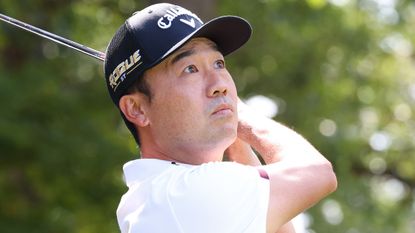 Kevin Na takes a shot during the pro-am before the 2022 LIV Golf Chicago event