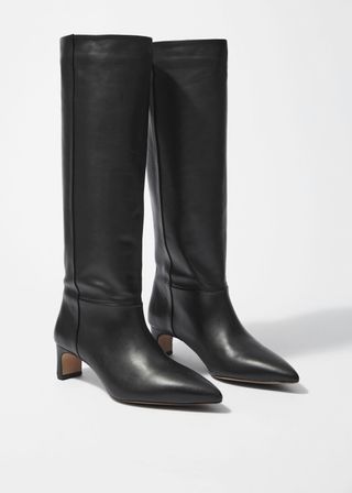 Pointed-Toe Knee-High Boots