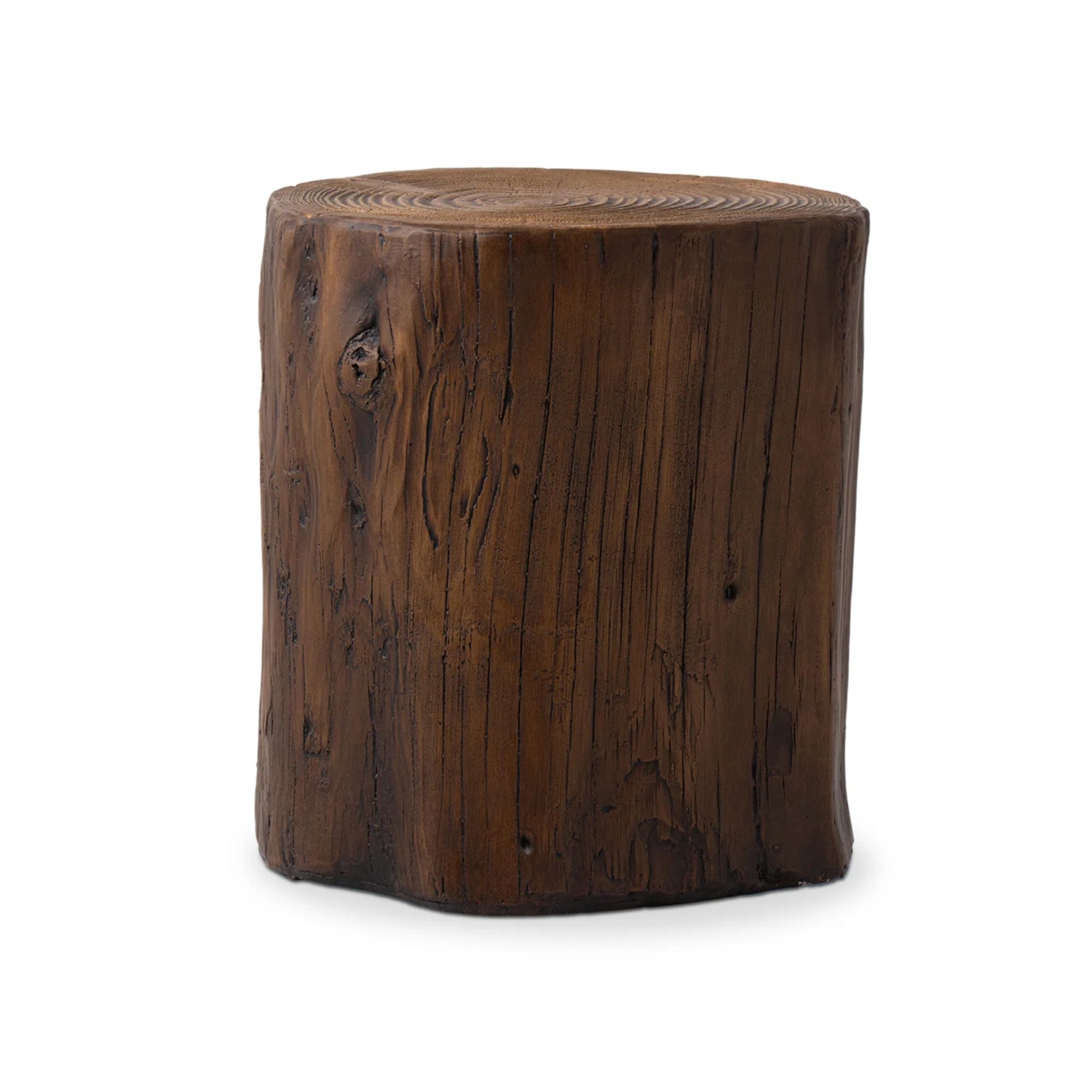 Dark wood tree trunk side table