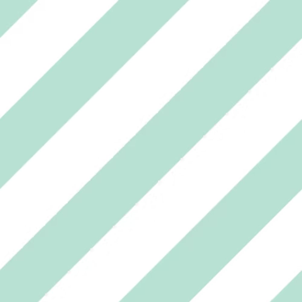 Wallpaper in white and mint green diagonal stripes