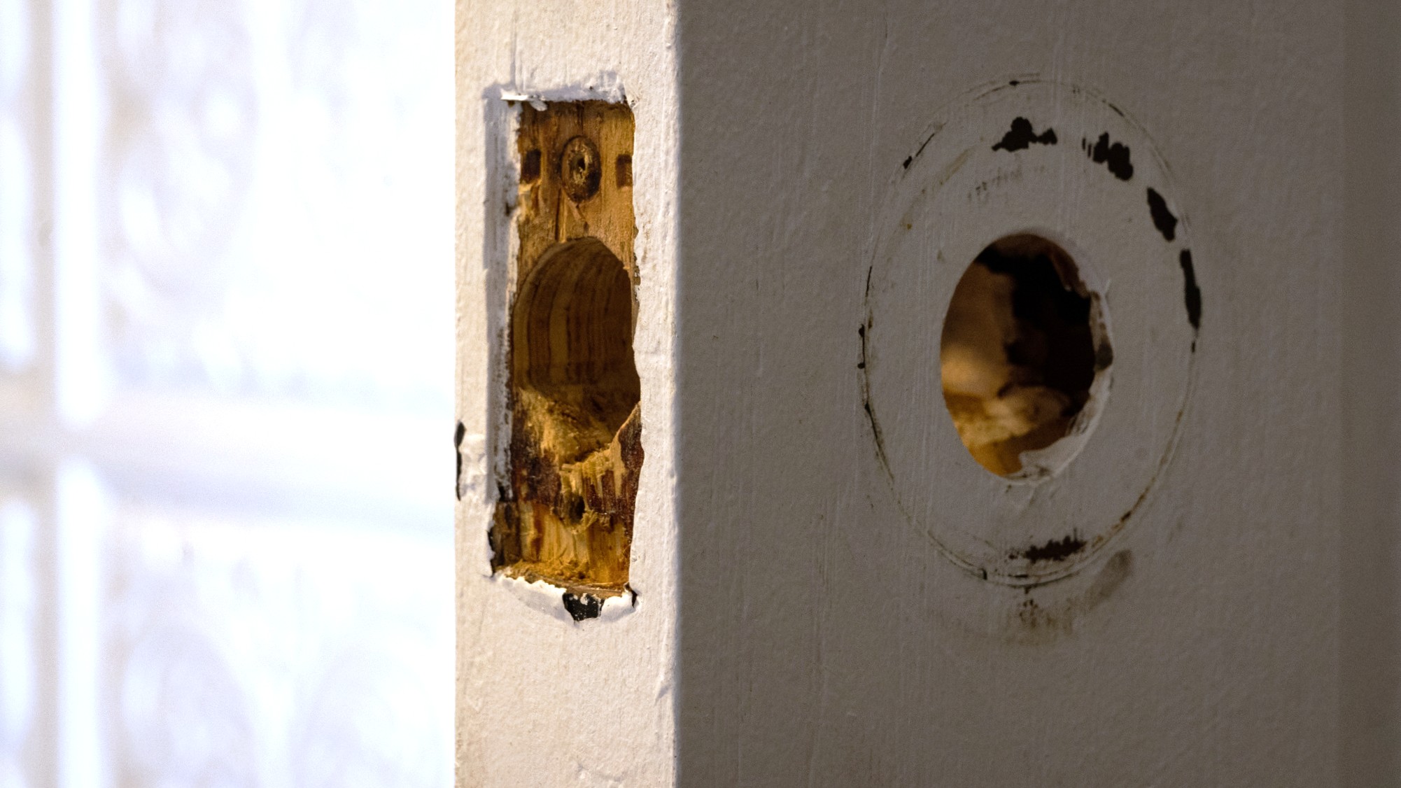 Door with lock removed