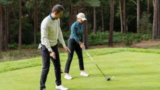 Nick Dougherty with Golf Monthly reader Amanda Rowley at Wentworth