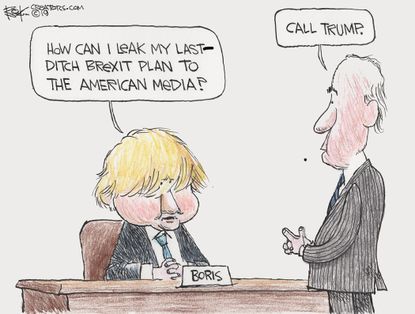Political Cartoon World Boris Johnson Brexit American Media Trump