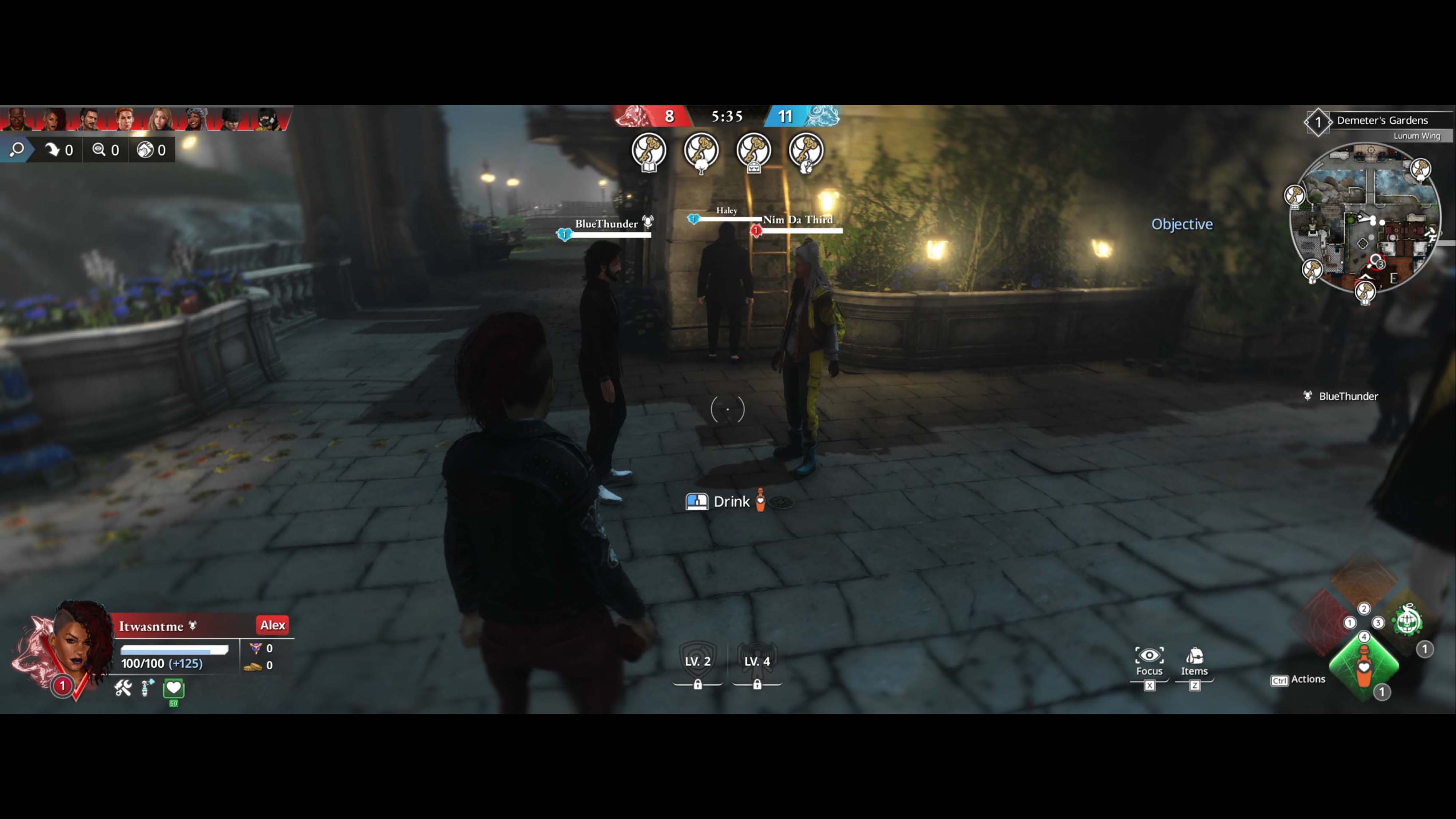 A screenshot from Killer Inn depicting a wolf talking to two lambs.