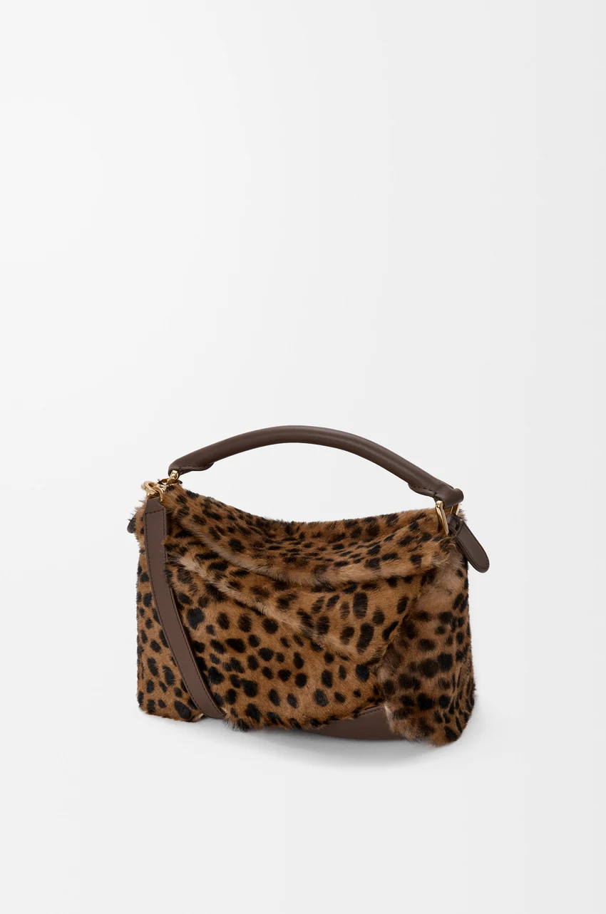 Loewe, Small Puzzle Edge Bag in Printed Shearling