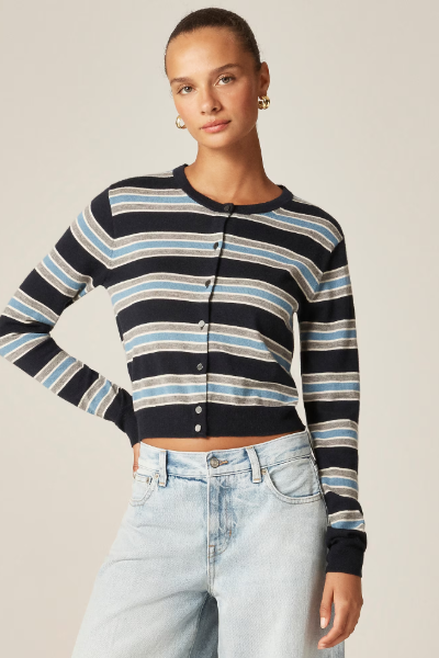 J.Crew, Featherweight Cashmere Cardigan in Spot Print