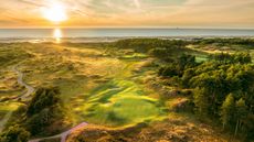 A hole at Formby Golf Club and the sea seen from above