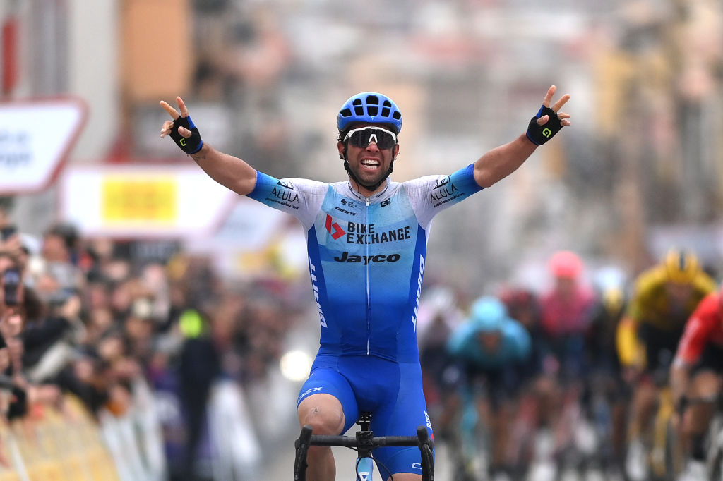 SANT FELIU DE GUIXOLS SPAIN MARCH 21 Michael Matthews of Australia and Team BikeExchange Jayco celebrates at finish line as stage winner during the 101st Volta Ciclista a Catalunya 2022 Stage 1a 171km stage from Sant Feliu de Guxols to Sant Feliu de Guxols VoltaCatalunya101 WorldTour on March 21 2022 in Sant Feliu de Guixols Spain Photo by David RamosGetty Images