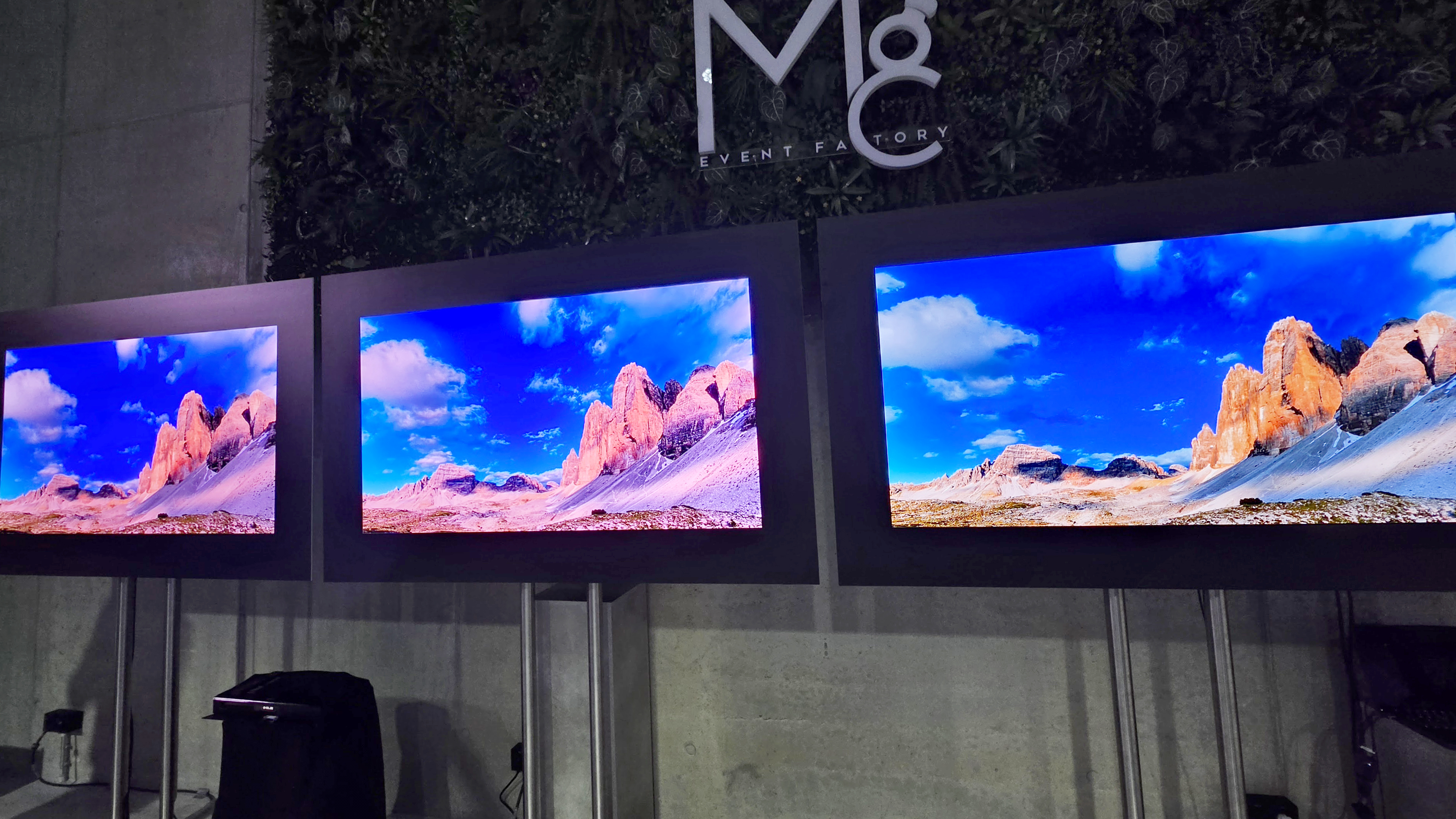 Left to right: Samsung S90F (QD-OLED), Hisense UR9 (Mini-LED), LG C5 (OLED)