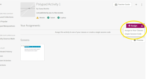 Screenshot of Polypad activity