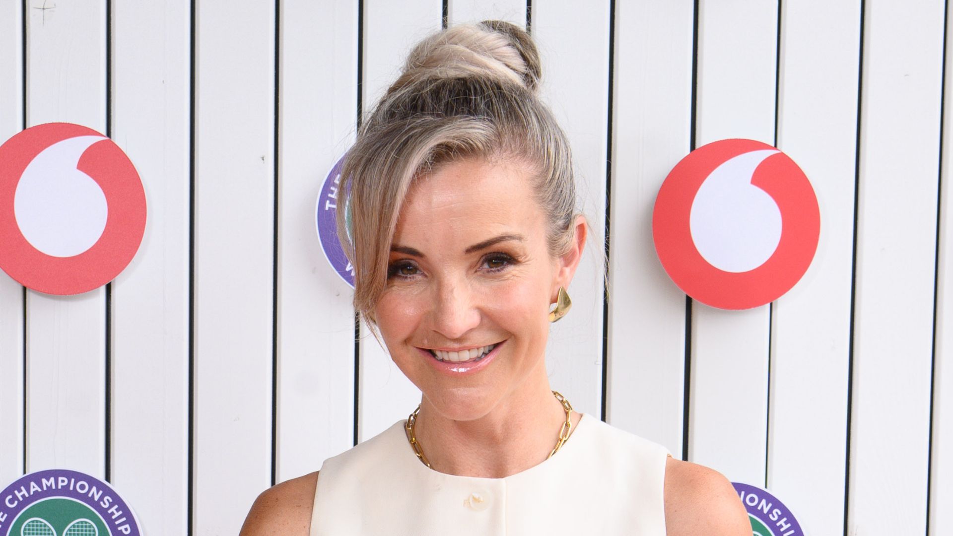 Helen Skelton in Vodafone's Suite at Wimbledon in 2024 