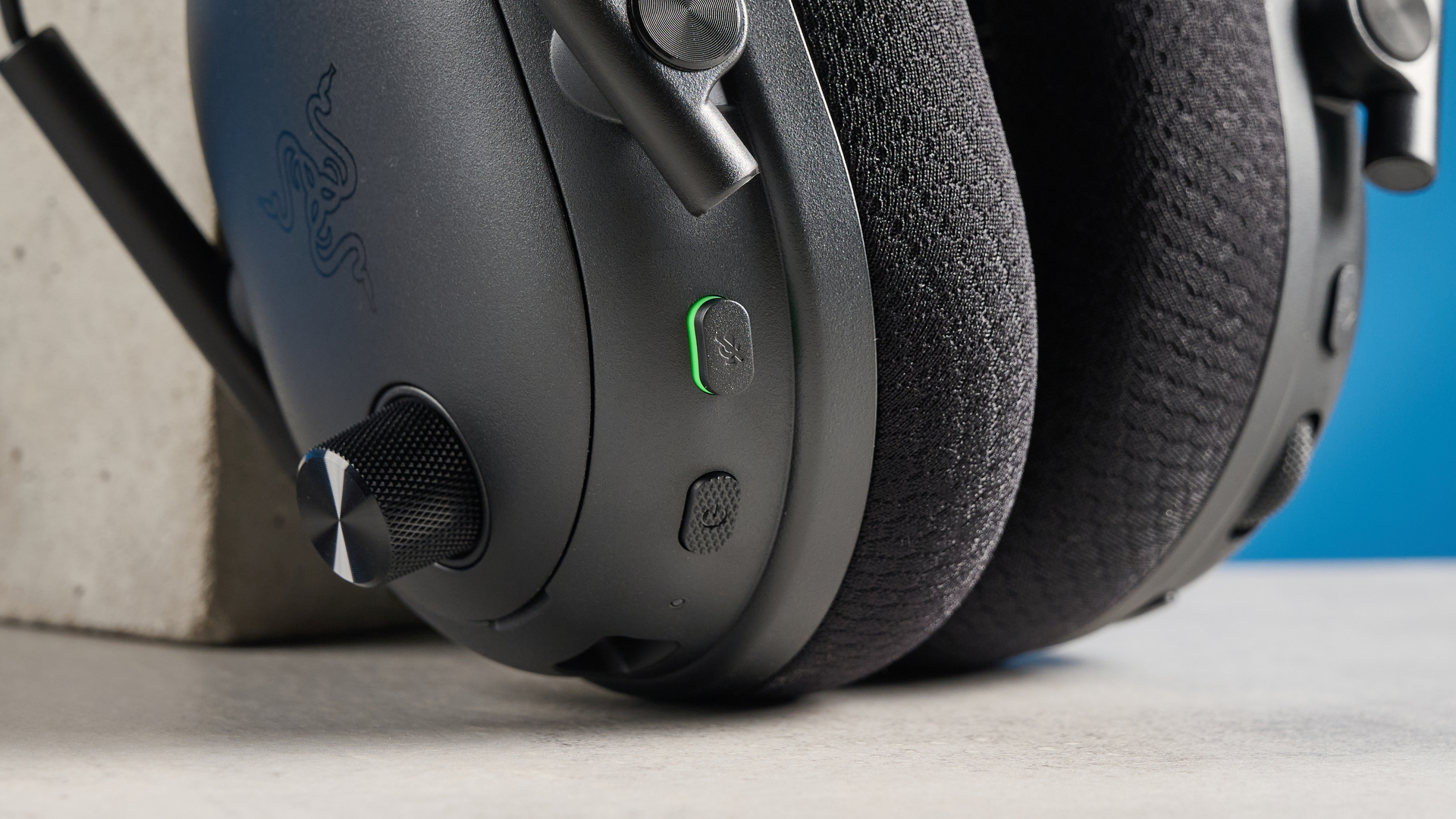 A black Razer BlackShark V3 Pro wireless gaming headset