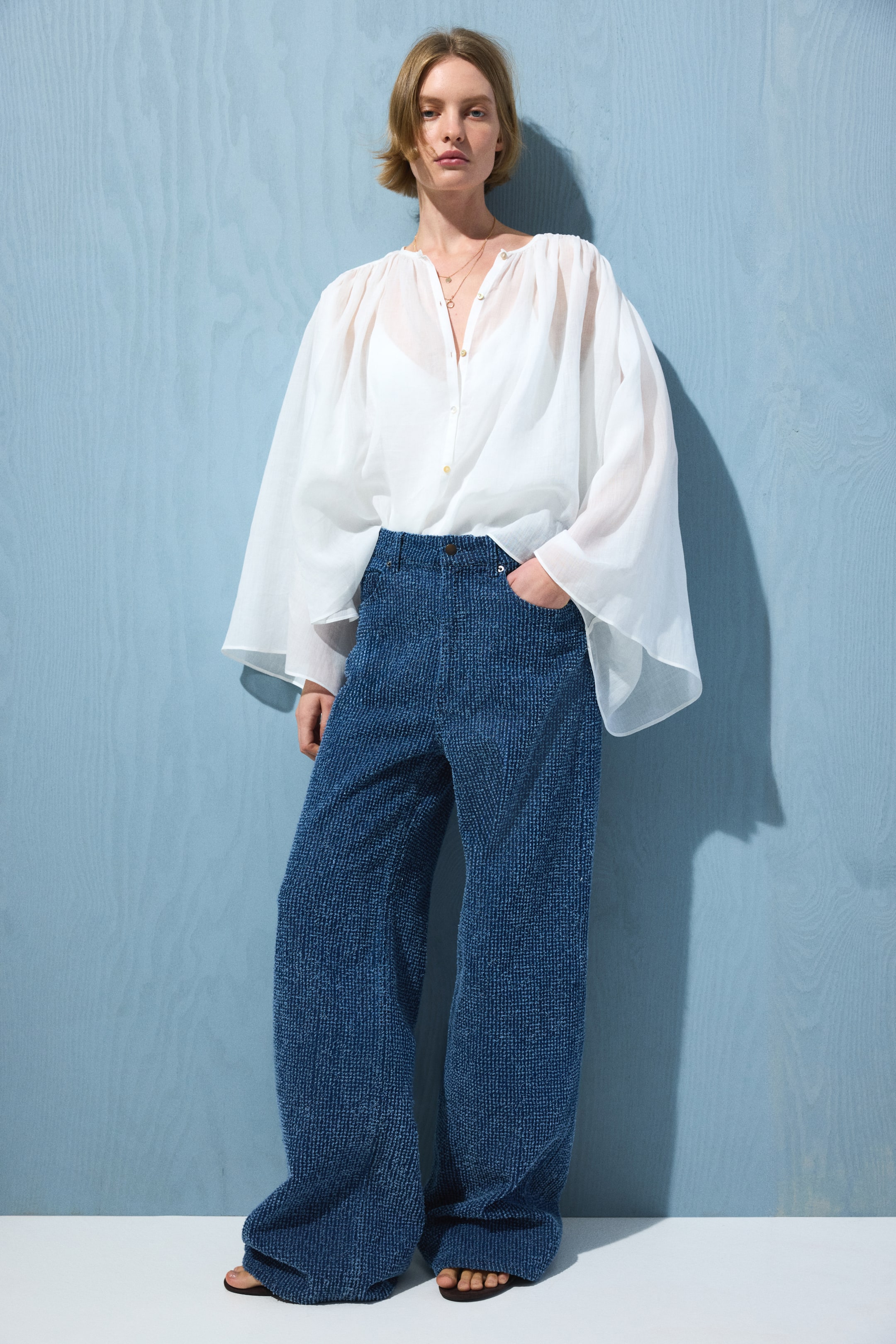 Boucl&amp;eacute; Bootcut High Waist Jeans - Denim Blue