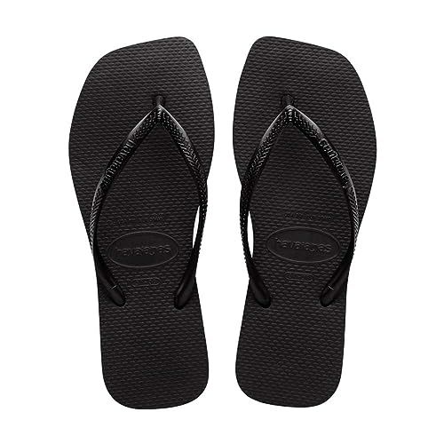 Havaianas Women's Slim Square Solid Flip Flops, Black, 7-8 Medium Us
