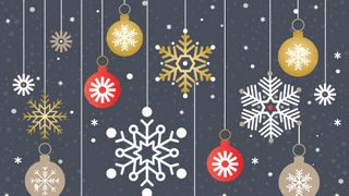 Christmas baubles and icicle decorations Christmas card template