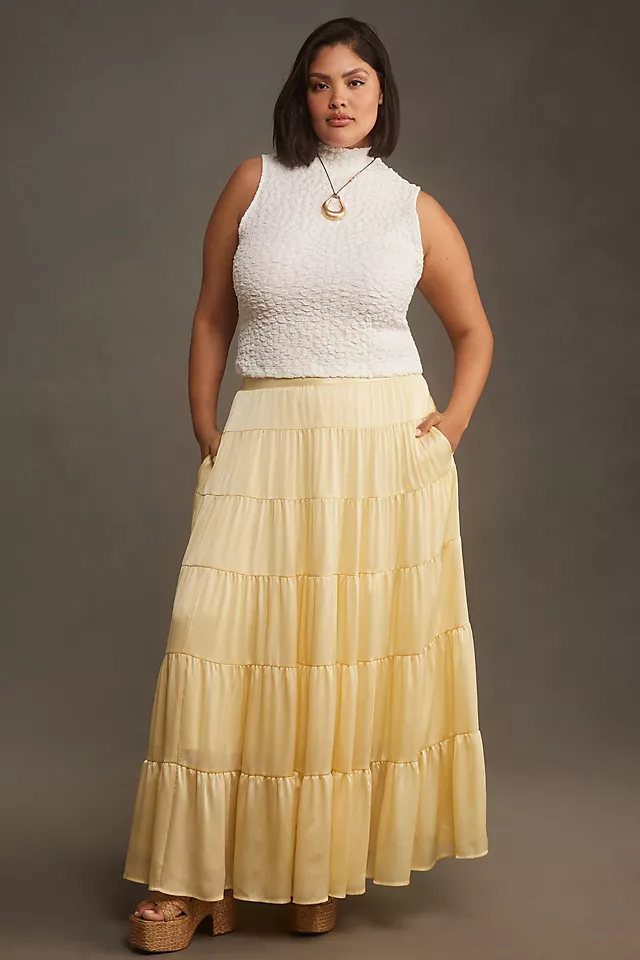 By Anthropologie Tiered Petticoat Midi Skirt