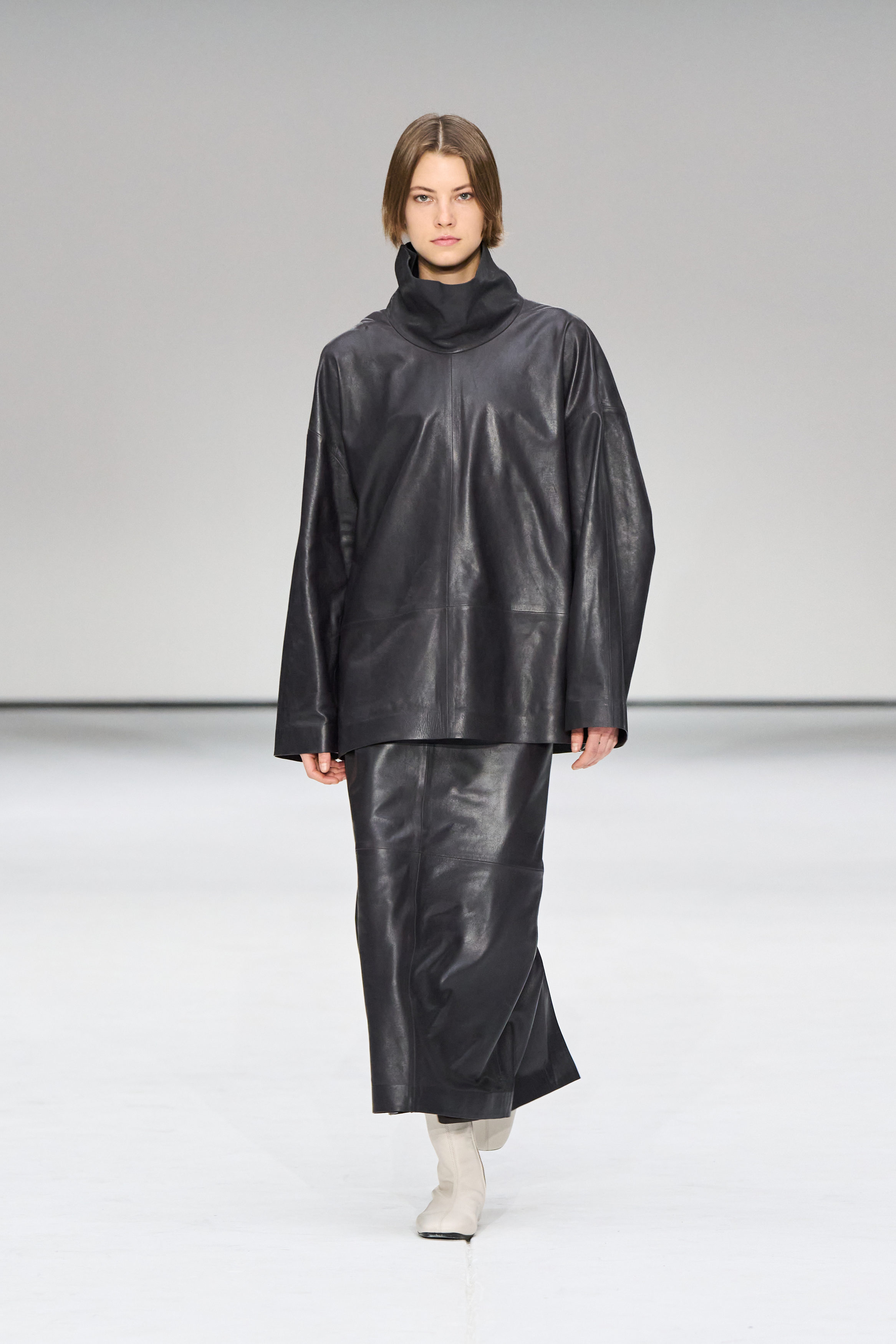 Leather Funnel-Neck Top