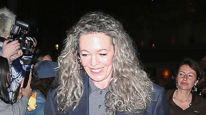 Olivia Colman arriving at Miu Miu's Paris Fashion Week after party on October 4, 2026 in Paris, France