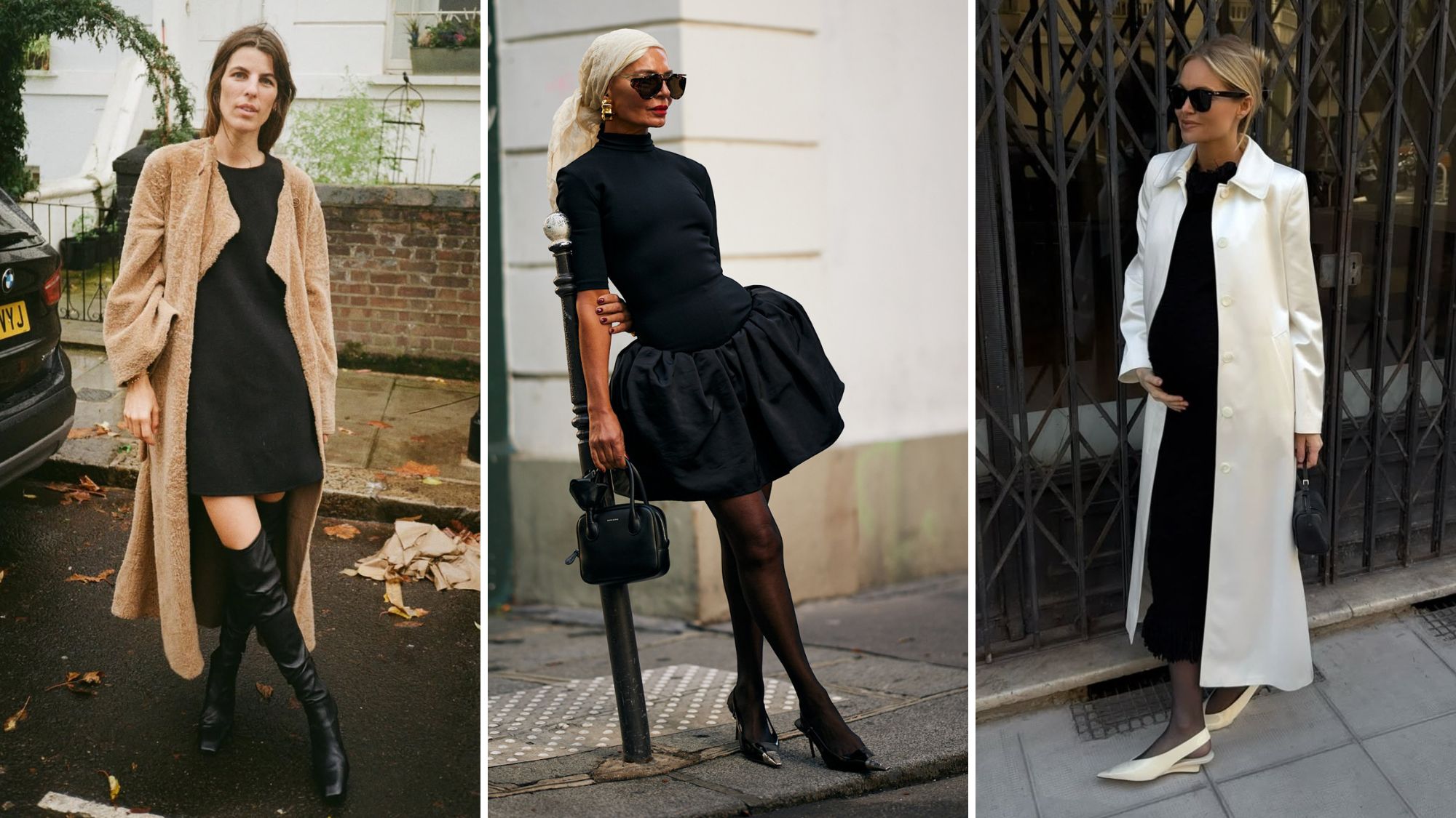 laura vidrequin, grece ghanem and claire rose cliteur wearing black dresses