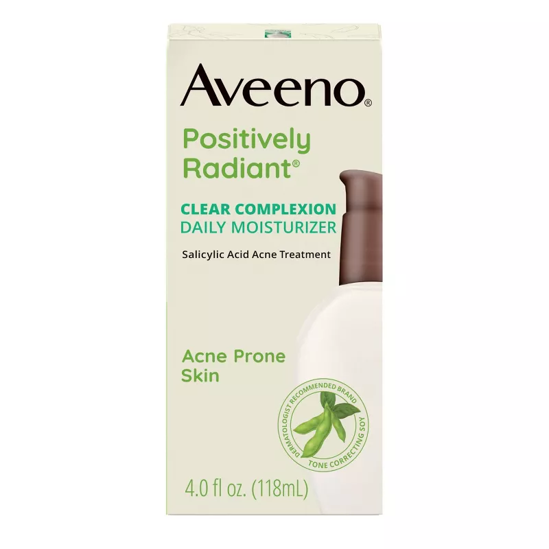 Aveeno Clear Complexion Acne Facial Moisturizer With Soy & Salicylic Acid for Acne Prone Skin - 4 Fl Oz