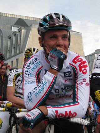 Philippe Gilbert (Omega Pharma-Lotto) smiles before the start
