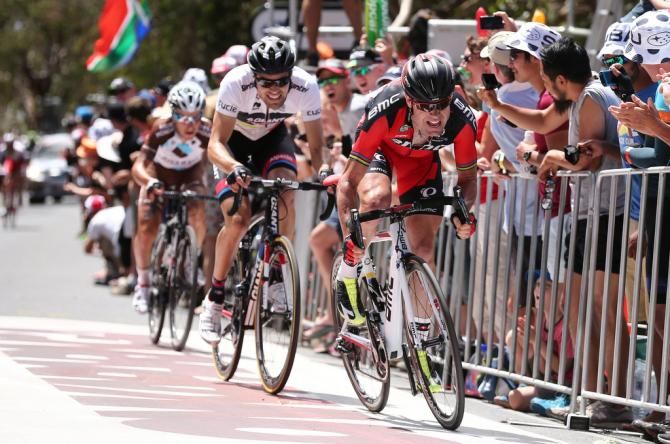 Cadel Evans (BMC) crosses the line in fourth