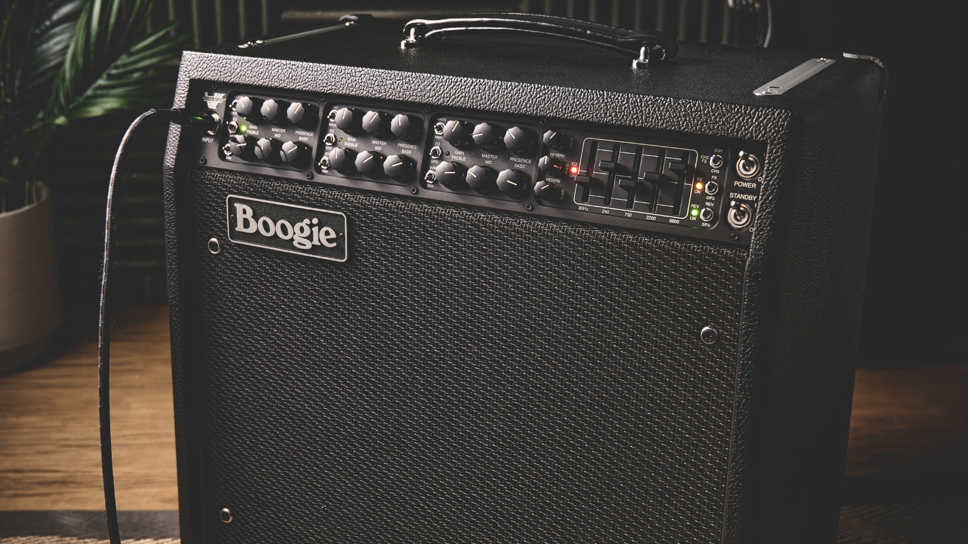 Close up of the control panel on a Mesa/Boogie Mark VII 1x12 Combo tube amp