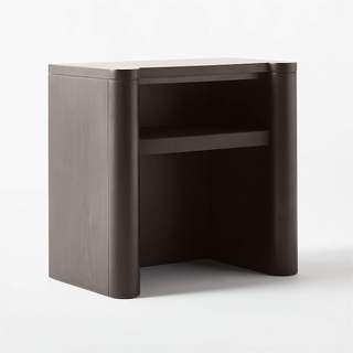 black bedside table/nightstand with curved edges and design