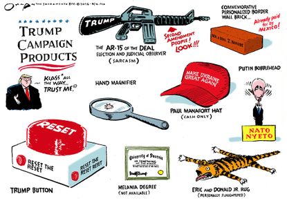 Political cartoon US Trump election 2016 campaign products