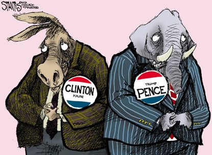 Political cartoon U.S. GOP Democrats candidates